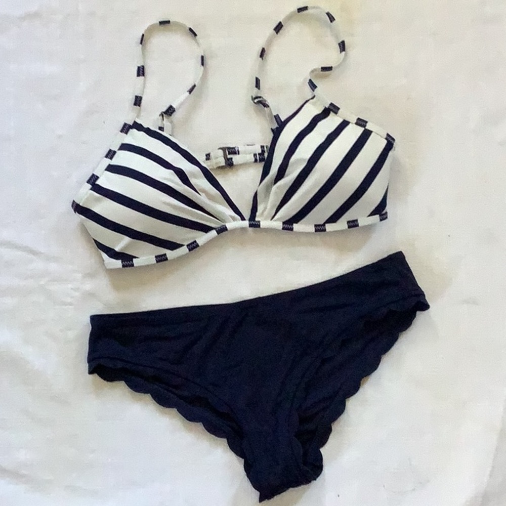 Blue and White 2 Piece Swimwear